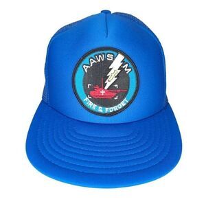 Vintage AAWS-M Anti Tank Missile Trucker Hat Mens One Size Blue 90s Snapback Cap